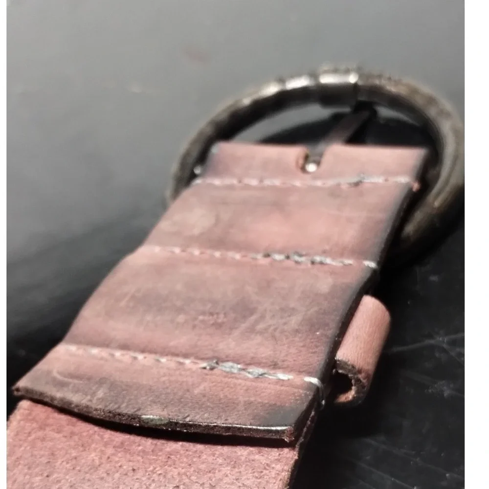 Amsterdam Heritage 45501 Burgundy Leather Belt Round Buckle Netherlands